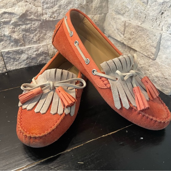 M. Gemi moccasin kiltie driving loafers suede salmon women’s shoes slip on - Picture 2 of 7